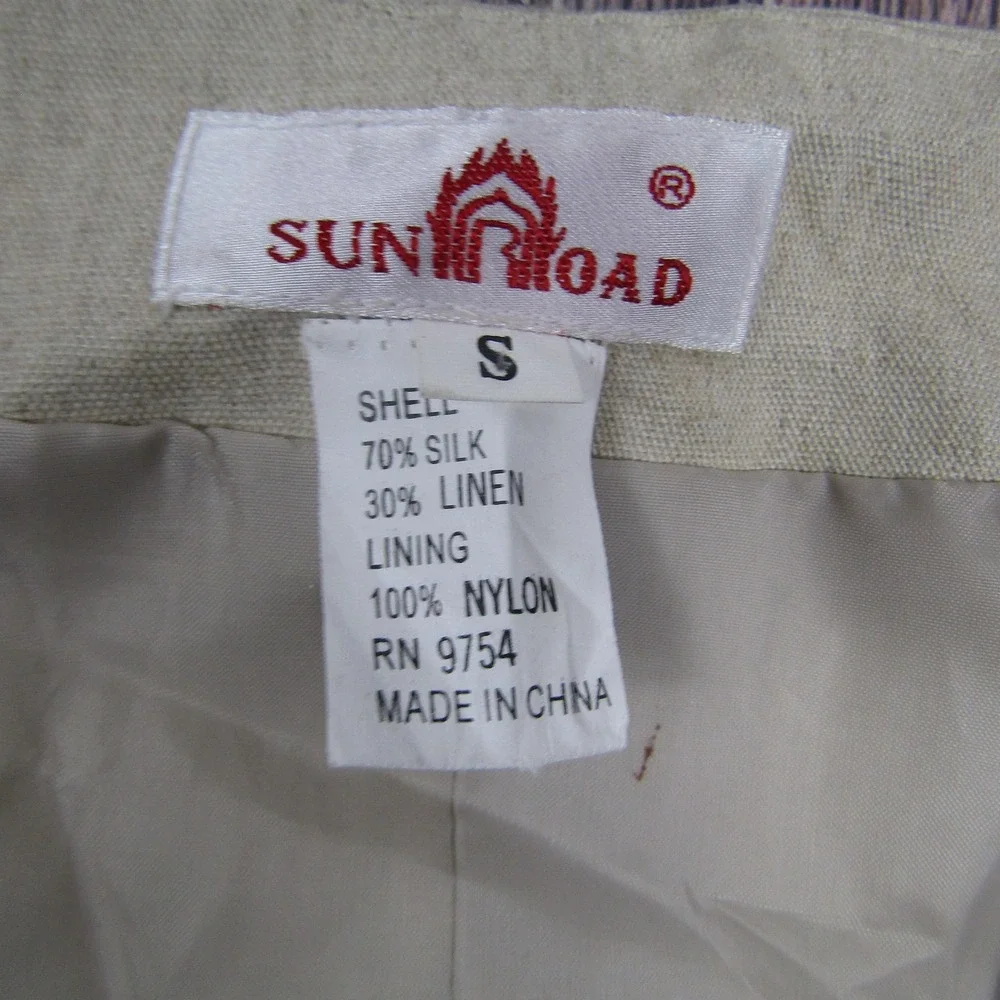 Sun Road Vest Mens S Beige‎ Silk Linen 5-Button Dress Formal Suit Waistcoat